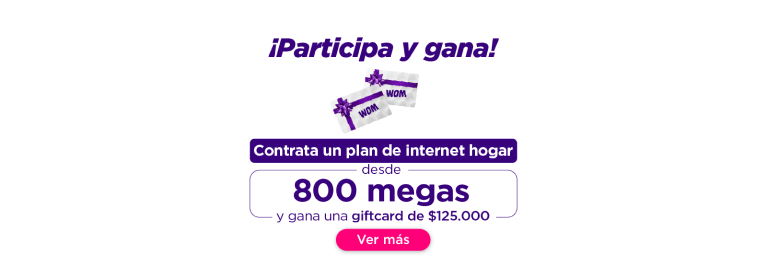 Contrata un plan de internet hogar desde 800 megas y gana una giftcard de $125.000