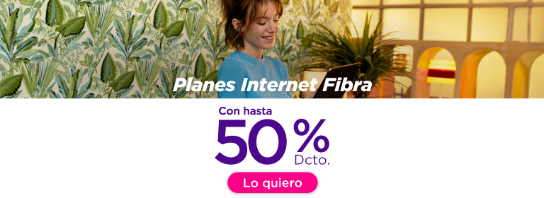 Conoce nuestros planes internet fibra, con hasta 50% dcto