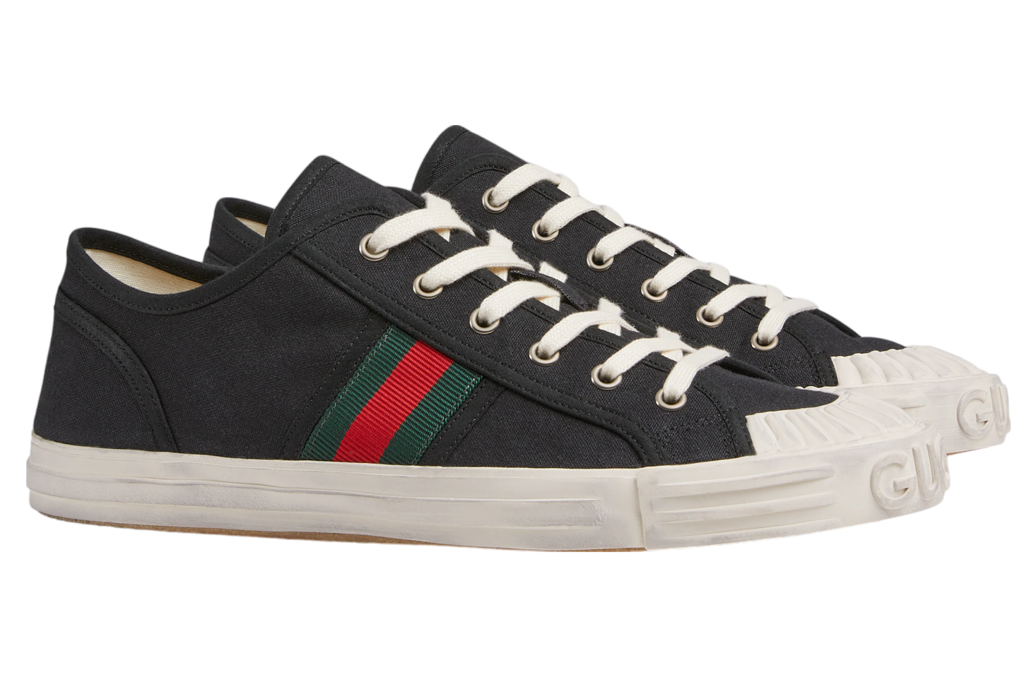 Gucci Sneaker With Web Black Cotton