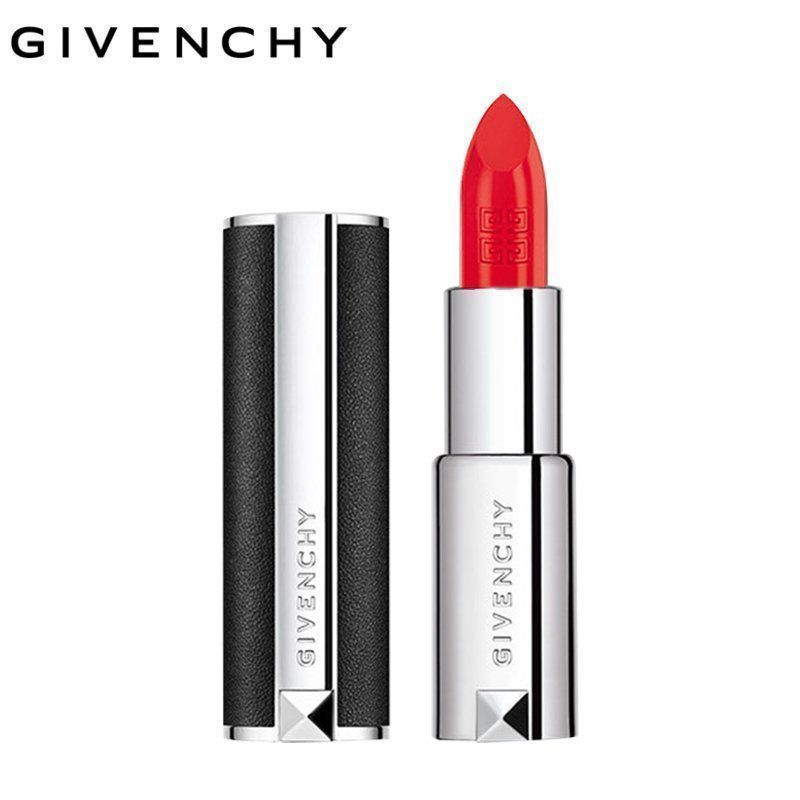 Givenchy | 纪梵希 高定香榭唇膏小羊皮口红半哑光唇膏 n500n333 3.4g 真皮管身 柔亮润泽质感 浓郁色彩持久锁色, 颜色304#加州红