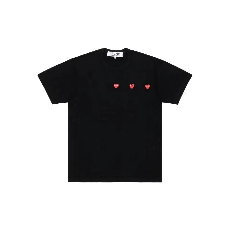 Comme des Garcons | CDG Play 多爱心图案圆领短袖T恤 男女同款 黑色AX-T337-051-S24-1,商家SPI,价格¥474