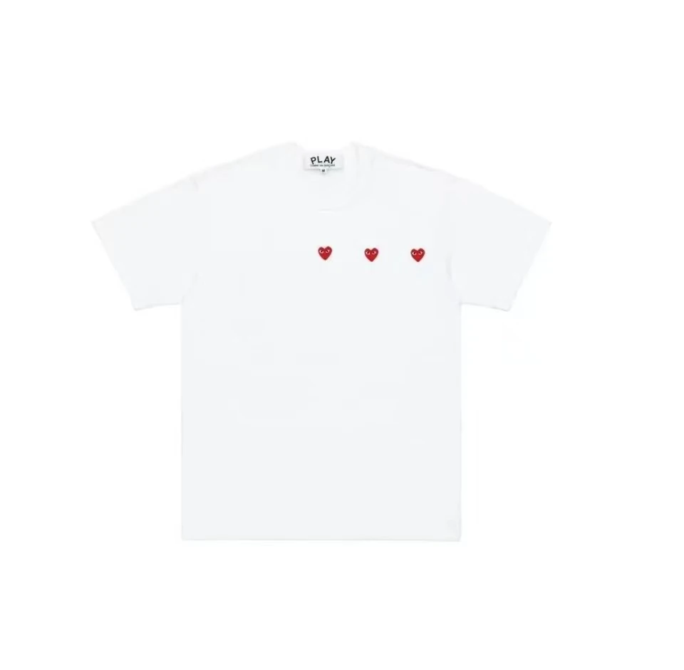 Comme des Garcons | CDG Play 多爱心图案休闲圆领短袖T恤 男女同款 白色AZ-T337-051-S24-3,商家SPI,价格¥474