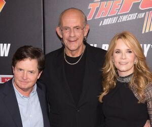 Michael J. Fox, Christopher Lloyd und Lea Thompson (v.l.n.r.) im Oktober 2015.