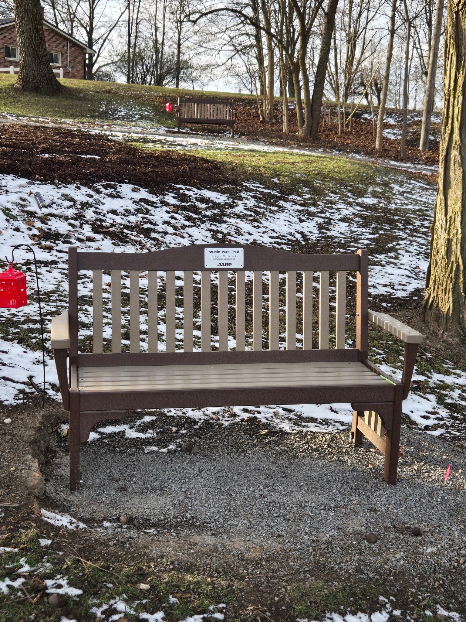 Bench with AARP Indiana plaque