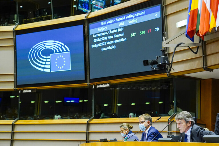 EP plenary session - Signing ceremony of the General budget 2021 of the European Union