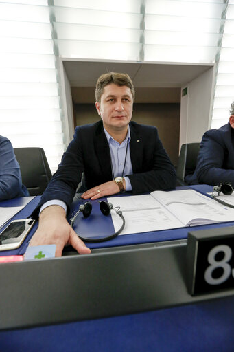 Mihai TURCANU voting in plenary session week 44 2015 in Strasbourg