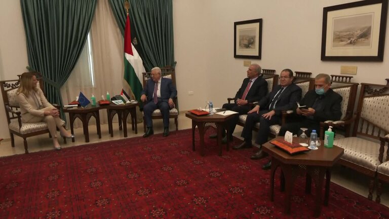 Official visit by Roberta METSOLA, EP President to Ramallah, West Bank: meeting with Mahmoud ABBAS, President of the Palestinian Authority