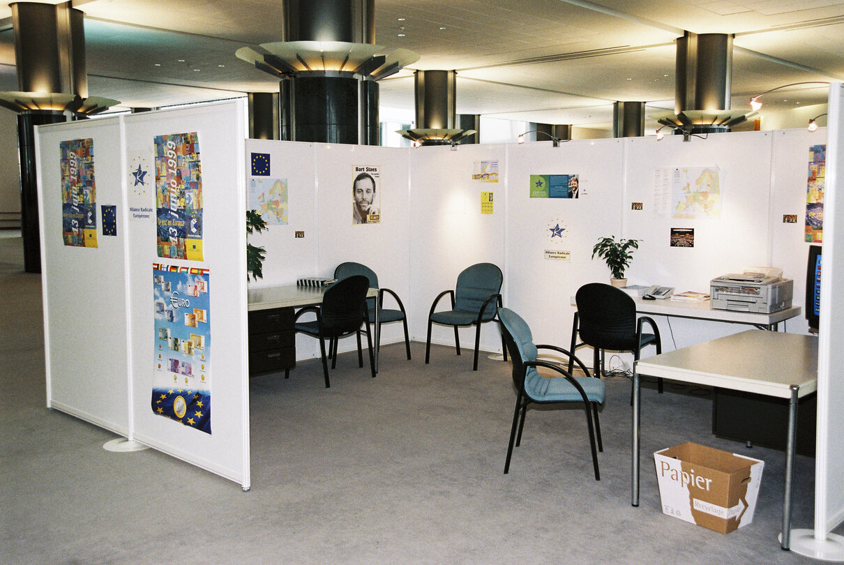 Information stands setup for the European election of June 1999