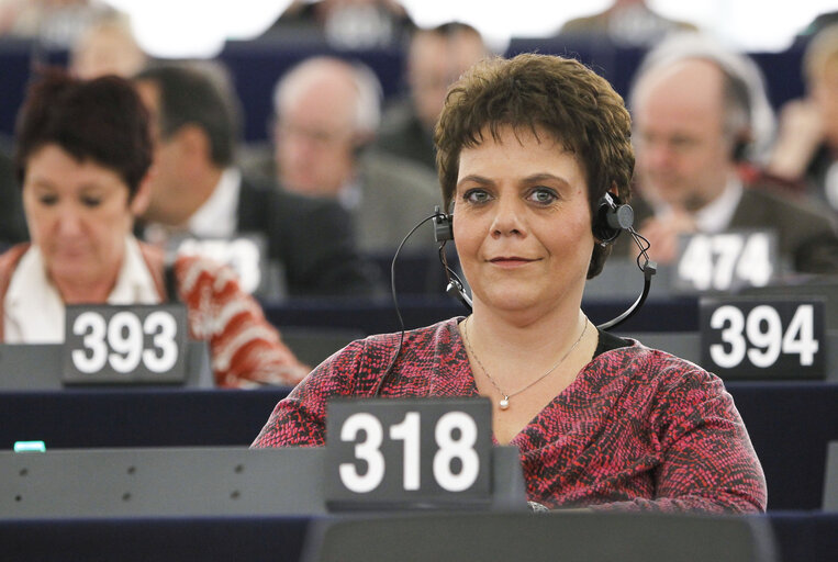 Claudette ABELA BALDACCHINO during votes in plenary