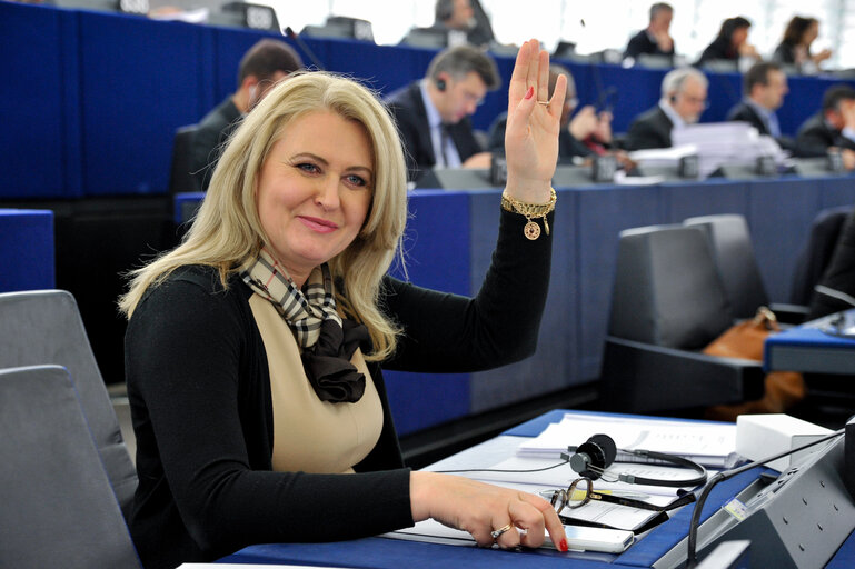 Elisabeth LUKACIJEWSKA in plenary in Strasbourg