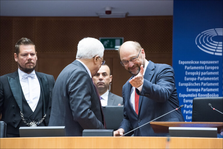 Official visit of the President of the Palestinian National Authority to the European Parliament in Brussels. Address to the Plenary.