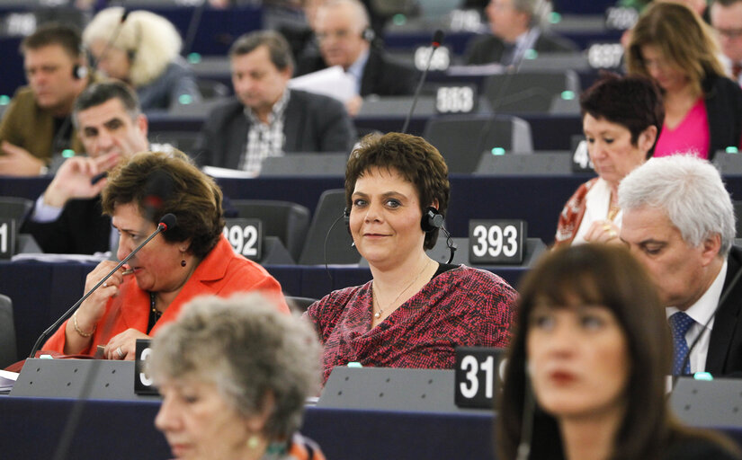 Claudette ABELA BALDACCHINO during votes in plenary