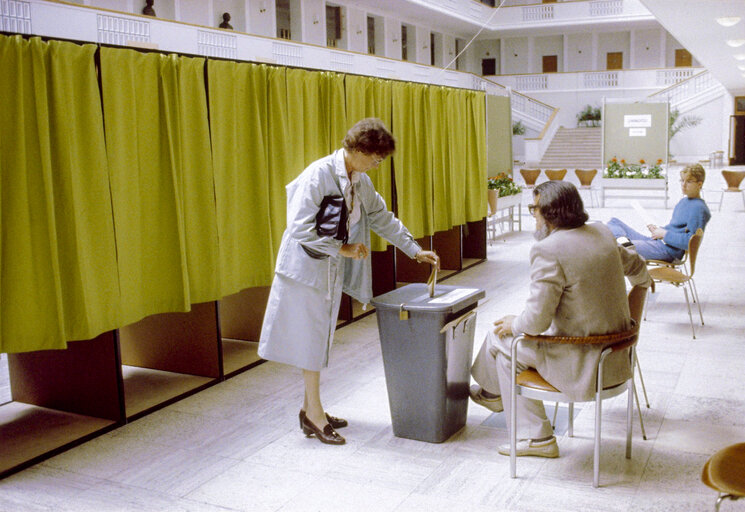 Nuotrauka 46: Voters at the polling station for the European elections of June 17, 1984