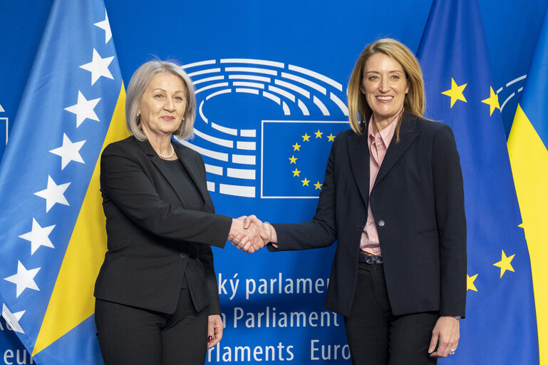 Roberta METSOLA, EP President meets with Borjana KRIŠTO, Chairwoman of the Council of Ministers of Bosnia and Herzegovina