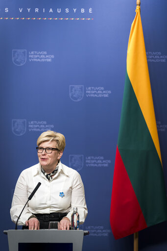 Official visit by Roberta METSOLA, EP President to Vilnius (Lithuania) - Press Point after the Meeting with Ingrida ŠIMONYTĖ, Lithuanian Prime Minister