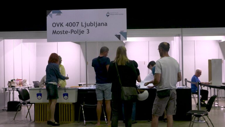 European elections 2024 - Ambiance shots of advance voting in a polling station in Ljubljana (Slovenia)