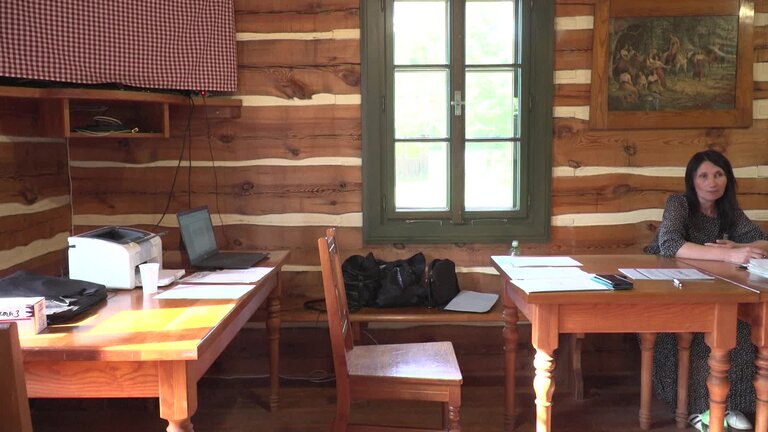 European elections 2024 - Ambiance shots of polling station at the Wooden Open-air museum in Krňovice (Czechia)