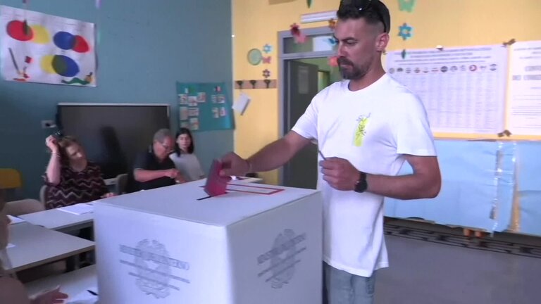 European elections 2024 - Ambiance shots of polling stations inside a school in Terracina (Italy)