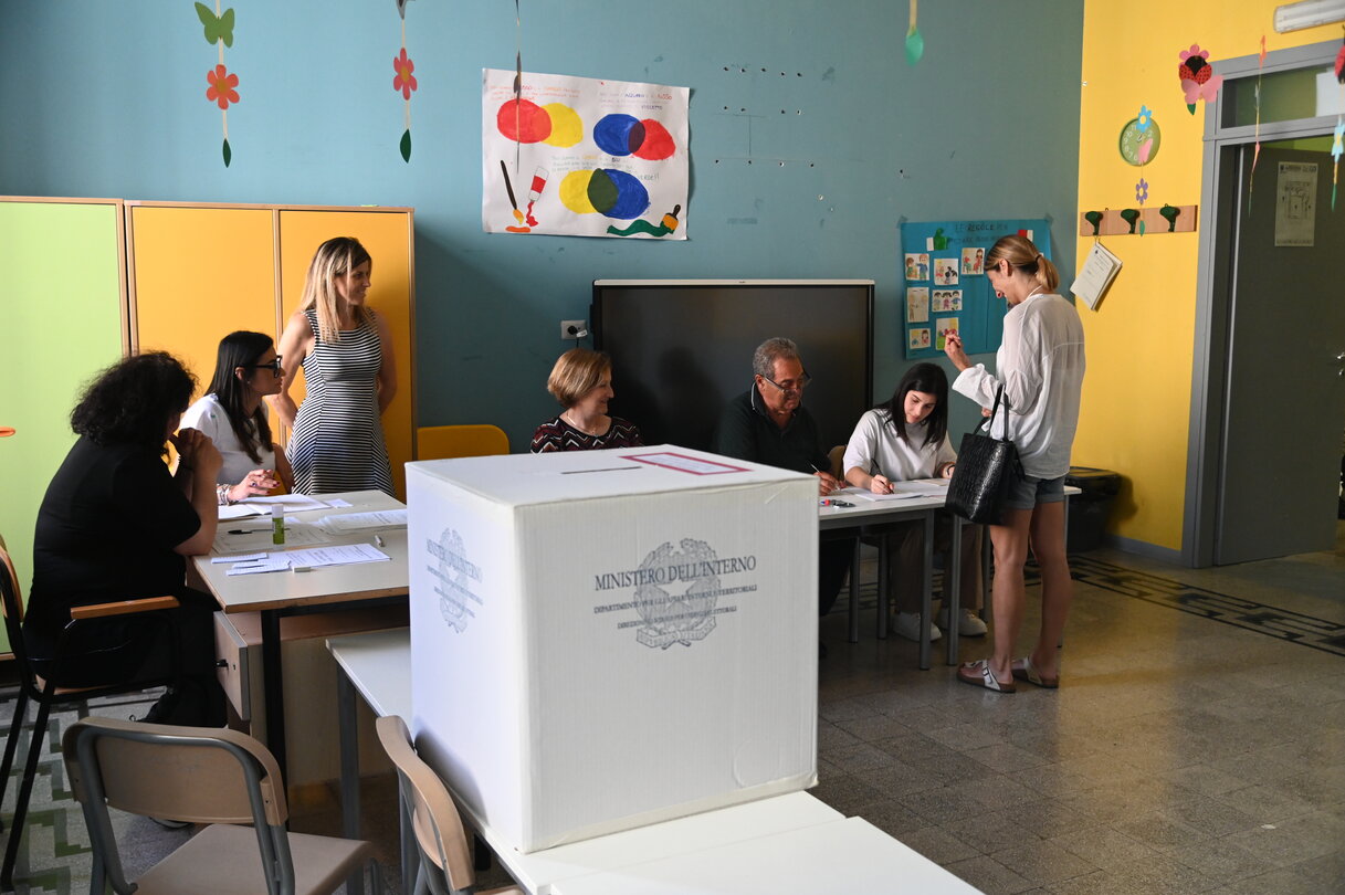 European elections 2024 - Ambiance shots of polling stations in Italy