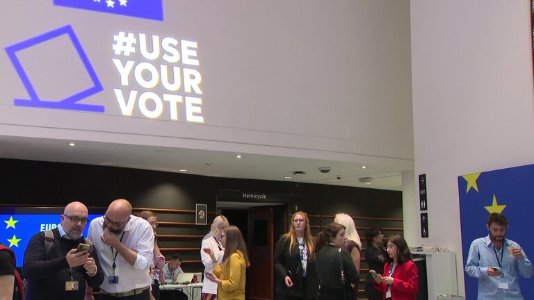 European Elections 2024 - Atmosphere shots of the Election day in the European Parliament in Brussels (Belgium)