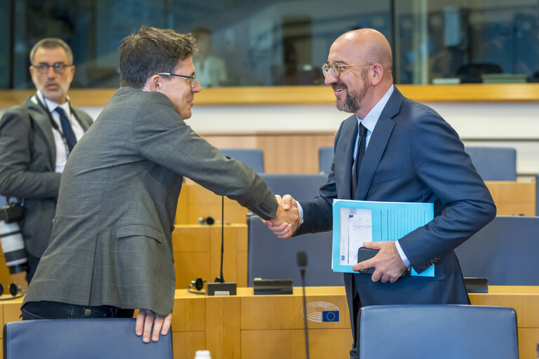 Nuotrauka 8: Meeting of the EP Conference of President with the participation of Charles MICHEL, President of the European Council