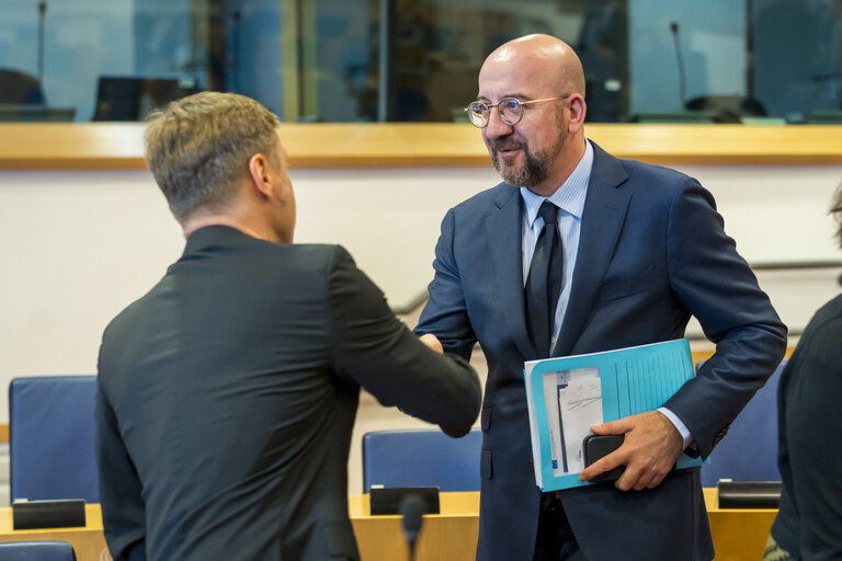 Nuotrauka 9: Meeting of the EP Conference of President with the participation of Charles MICHEL, President of the European Council