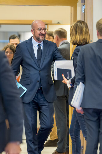 Nuotrauka 10: Meeting of the EP Conference of President with the participation of Charles MICHEL, President of the European Council