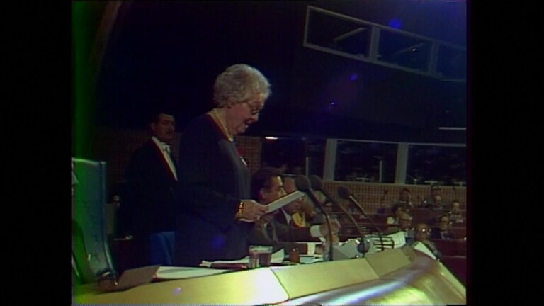 First sitting of the European Parliament elected by direct universal suffrage - Address by Louise WEISS, oldest EP Member, before the election of the EP President