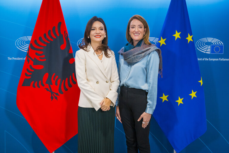 Roberta METSOLA, EP President meets with Elisa SPIROPALI, Speaker of the Albanian Parliament