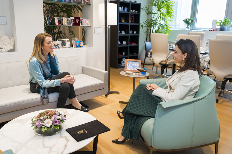 Roberta METSOLA, EP President meets with Elisa SPIROPALI, Speaker of the Albanian Parliament