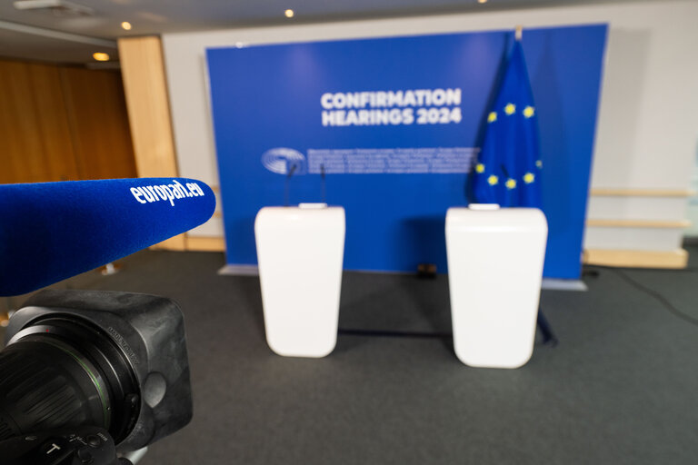 Stockshot of the hearings of the European Commissioner-designate