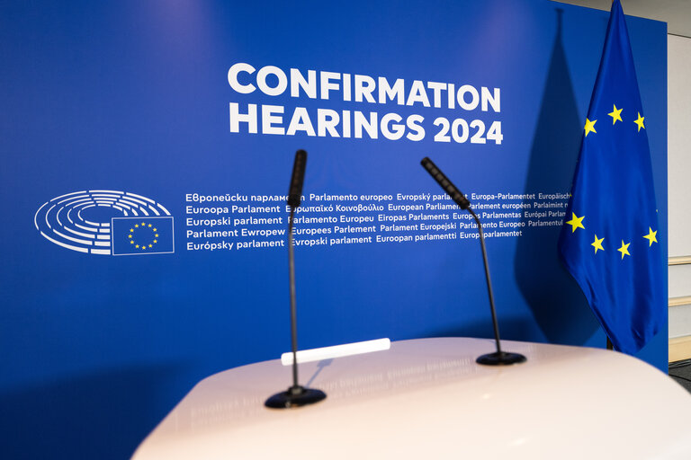 Stockshot of the hearings of the European Commissioner-designate