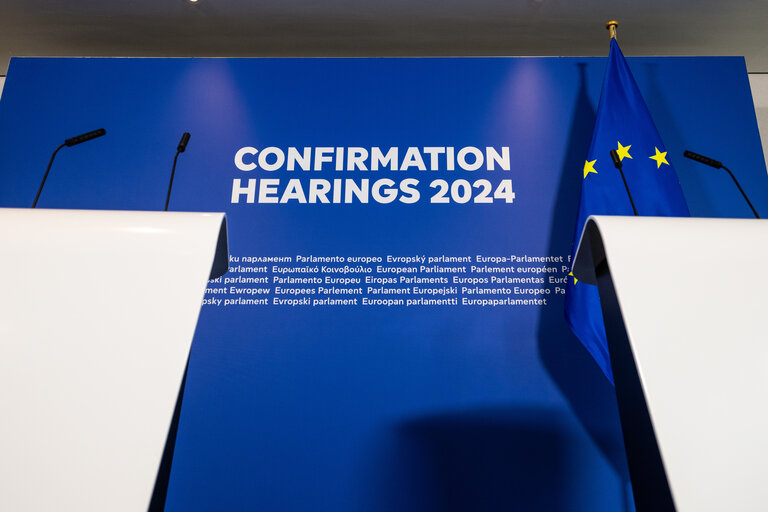 Stockshot of the hearings of the European Commissioner-designate