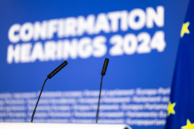 Stockshot of the hearings of the European Commissioner-designate