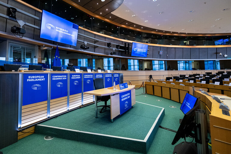 Stockshot of the hearings of the European Commissioner-designate