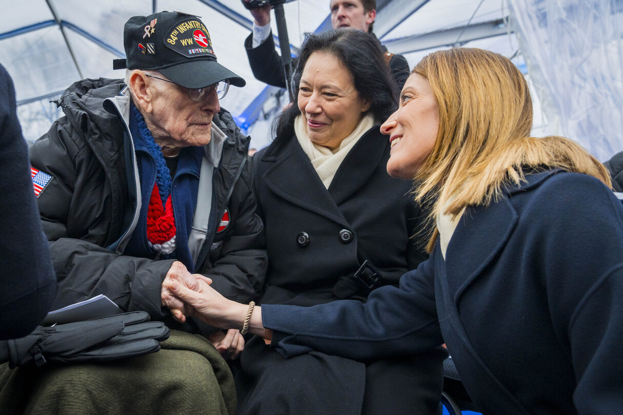 Roberta Metsola, EP President participates to the ceremony for the commemoration of the 80th Anniversary of the Battle of the Bulge - Ceremony at the American Military Cemetery of Hamm (Luxembourg)