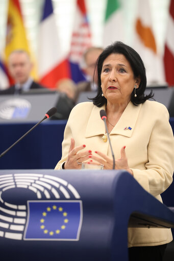 Valokuva 19: EP Plenary session - Formal sitting with Salome ZOURABICHVILI, President of Georgia