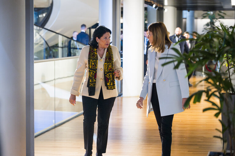 Valokuva 6: Roberta METSOLA, EP President meets withSalome ZOURABICHVILI, President of Georgia