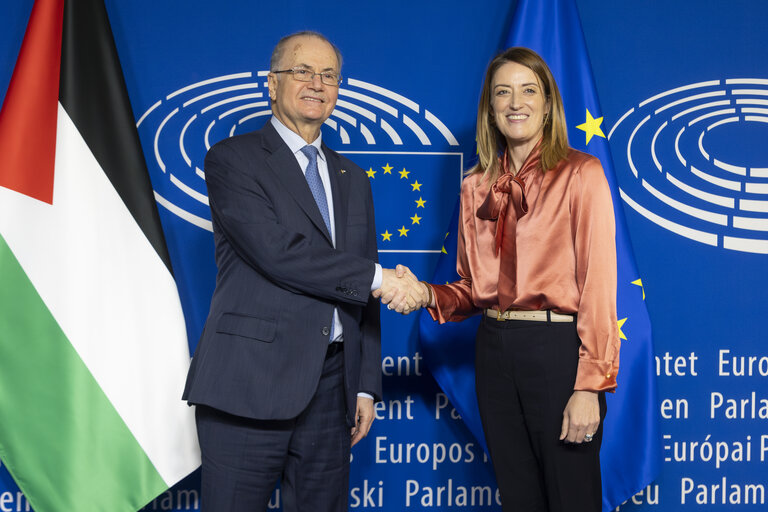 Fotografia 6: Roberta METSOLA, EP President meets with Mohammad MUSTAFA, Palestinian Prime Minister