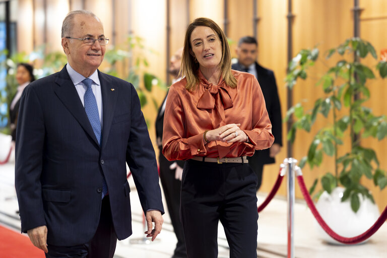 Fotografia 7: Roberta METSOLA, EP President meets with Mohammad MUSTAFA, Palestinian Prime Minister