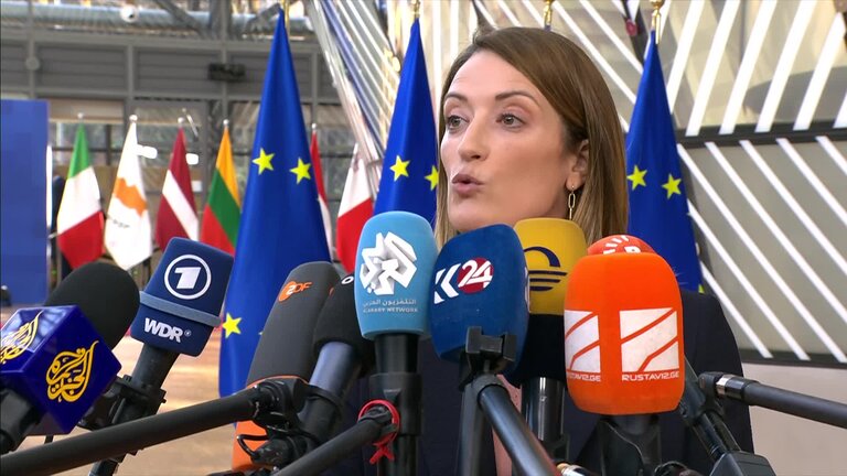 Doorstep by Roberta METSOLA, EP President, Special European Council, 6 March 2025