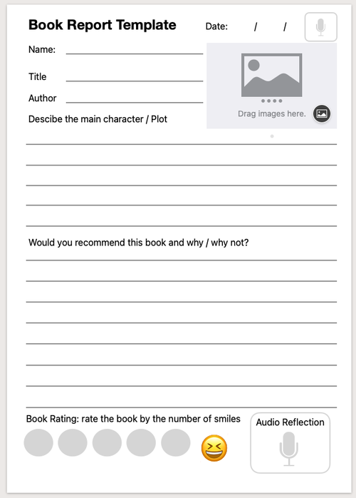 An example of a template as a Book Report resource