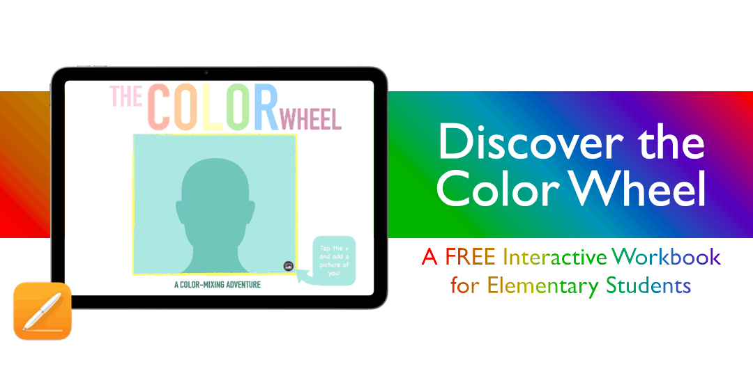 iPad with screenshots from Pages Interactive Workbook about Mixing Colors 