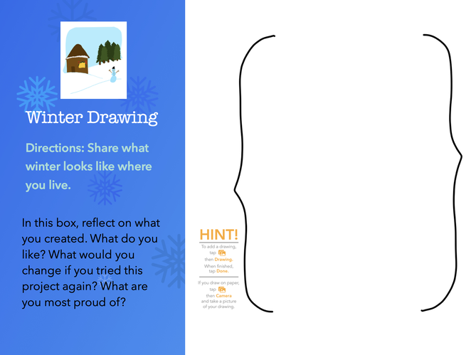 Screenshot of Pages Winter Drawing activity 