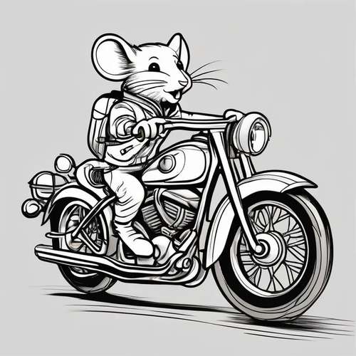 Mouse on a Motorcycle coloring page