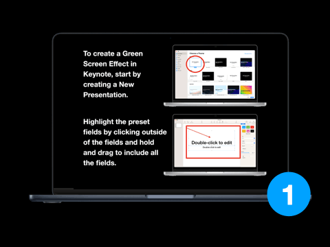 animated giff file highlighting the steps needed to use keynote in live  view to simulate green screen effect