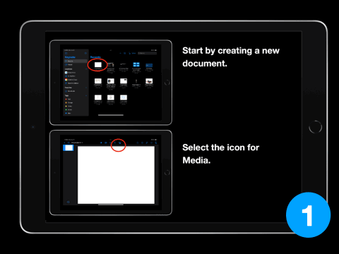 animated giff showing the steps to use live video on iPad to duplicate green screen effect