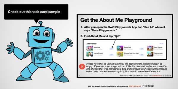 The All A*Bot robot is showing a sample task card image