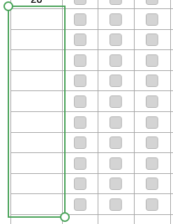 a spreadsheet with 10 cells highlighted that are empty 