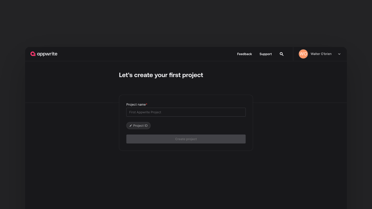 Create project screen